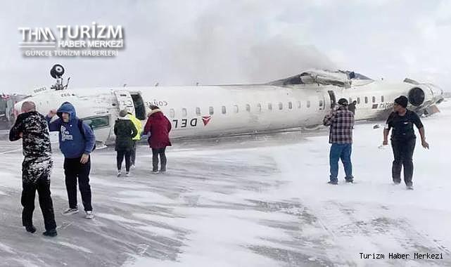 Akılalmaz kaza! Yolcu uçağı inişte takla atıp ters döndü