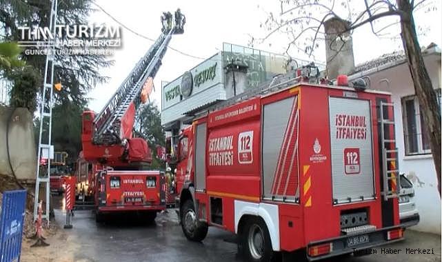 Otelin yangın merdiveni tadilatı yapılırken yangın çıktı!