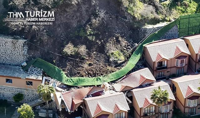 Artvin'de yaşanan heyelanda bir otelin istinat duvarı çöktü!