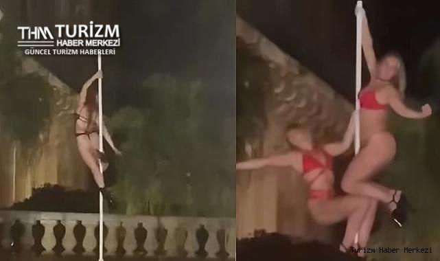 İngiliz turistler tarihi sarayda direk dansı yapıp sosyal medyada paylaştı!
